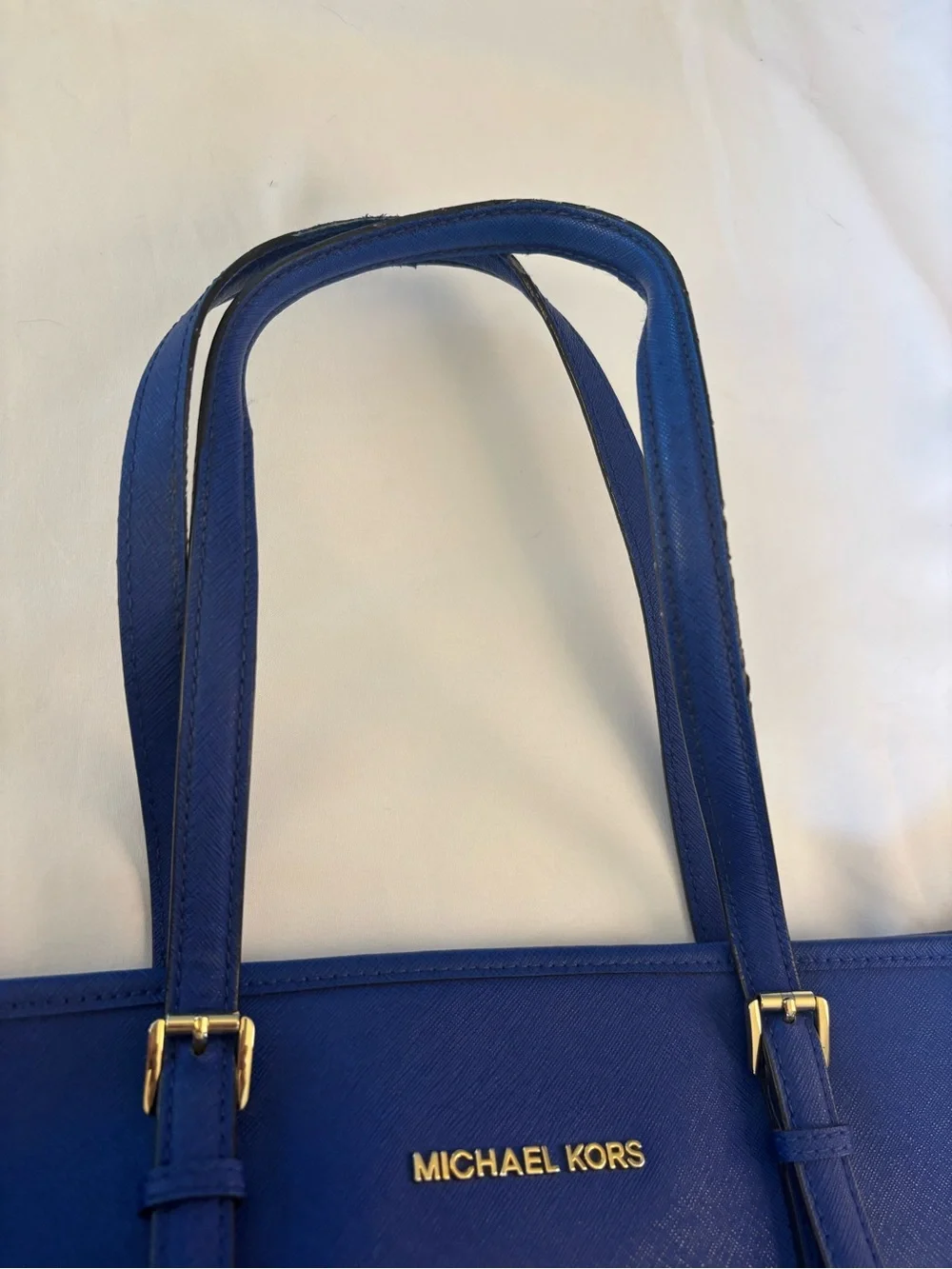 Michael Kors Royal Blue leather Tote with Gold Hardware
